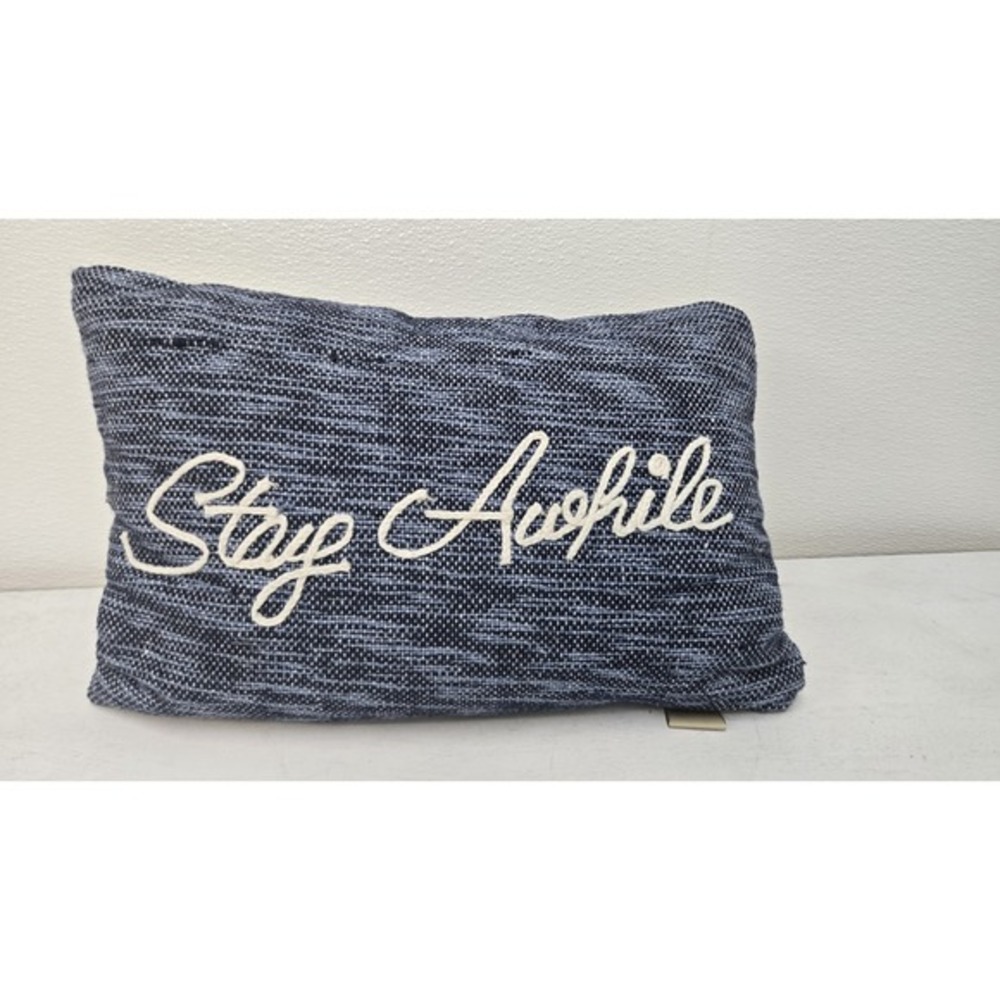 Roth & Allen‎ Patio Throw Pillow Blue And White Stay Awhile